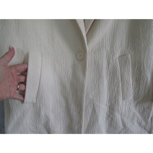 Zara Woman Cream Textured Longline Coat Medium Minimalist Lined Overcoat Jacket - Picture 10 of 15